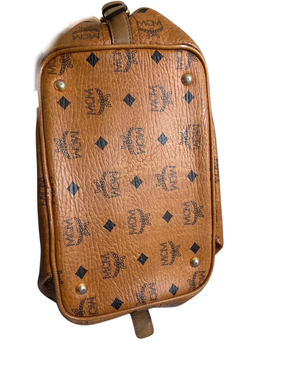 MCM Vintage Cognac Visetos Monogram Drawstring Bucket Bag - Picture 3 of 9